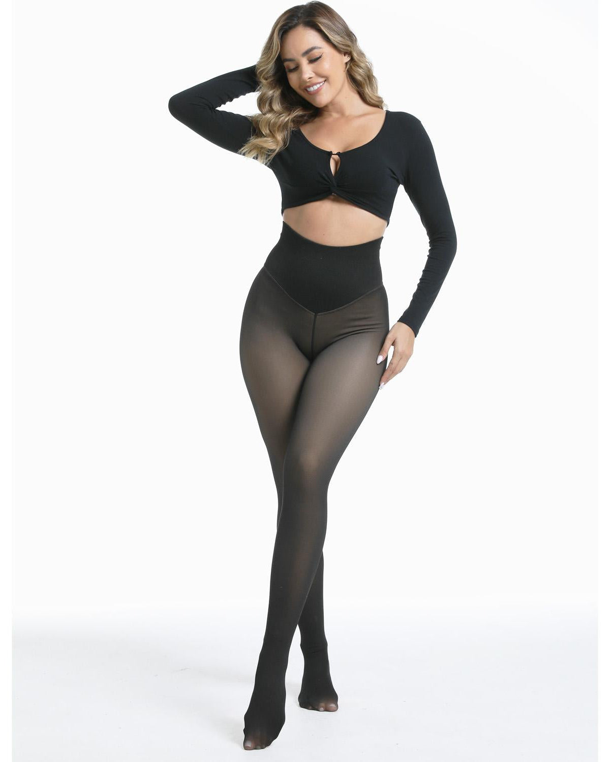 Sheer Illusion Fleece-Lined Tights