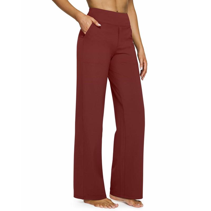 High Waisted Women's Wide Leg Pants with Pockets Business Casual Pants