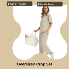 Women’s Two-Piece Set – Oversized Top & Wide-Leg Pants