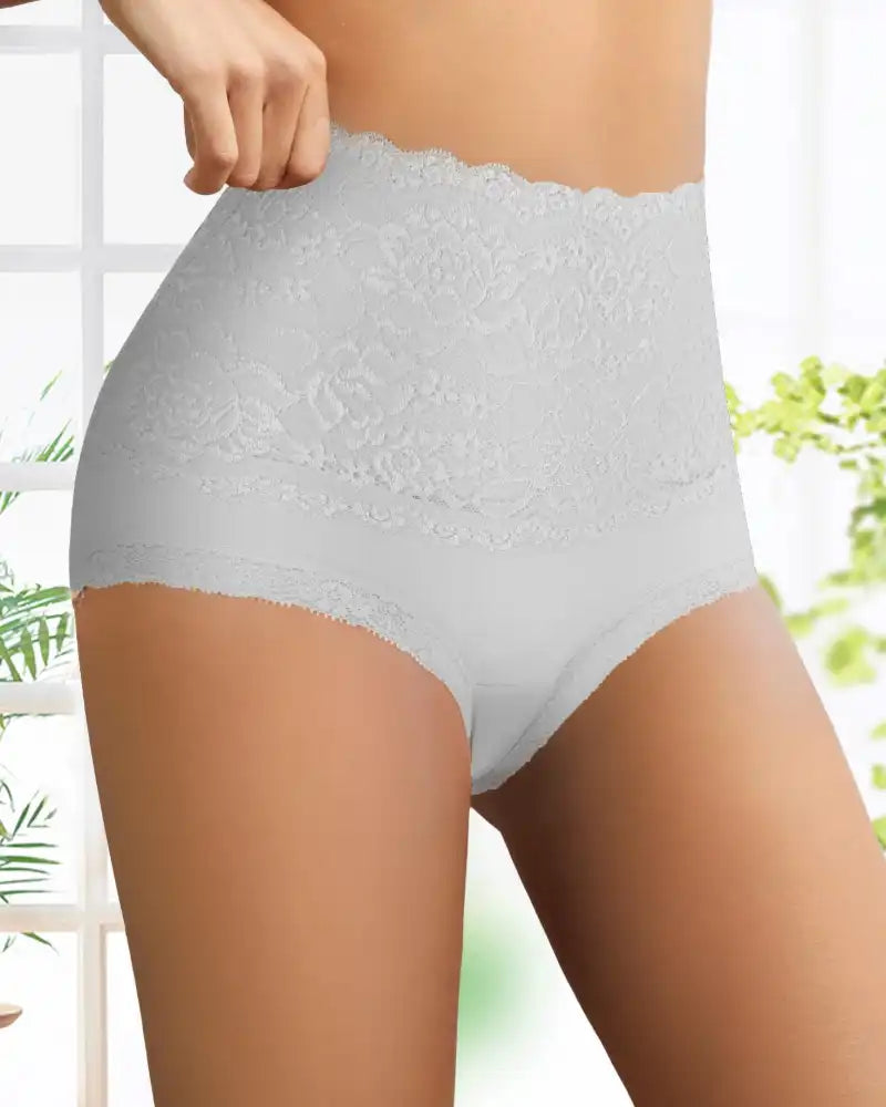 Women's Floral Lace High Waist Hip Lifting Cotton Briefs (3 Pack / 6 Pack)