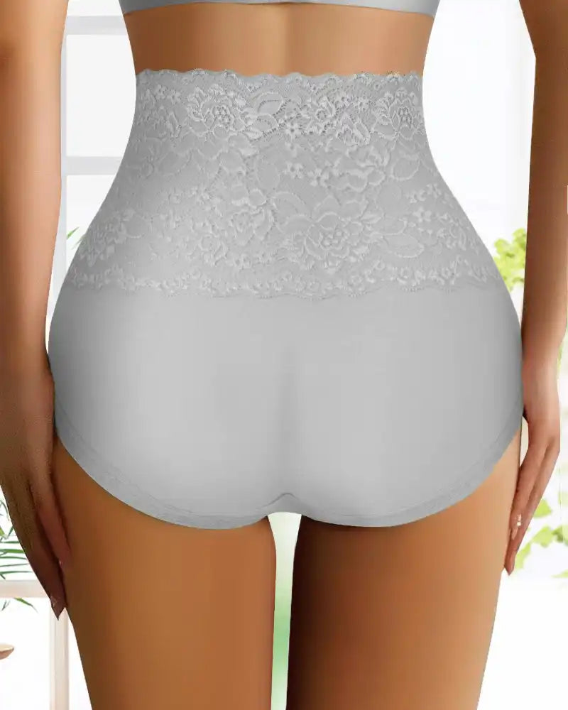 Women's Floral Lace High Waist Hip Lifting Cotton Briefs (3 Pack / 6 Pack)