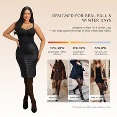 Sheer Fleece-Lined Tights Bodysuit