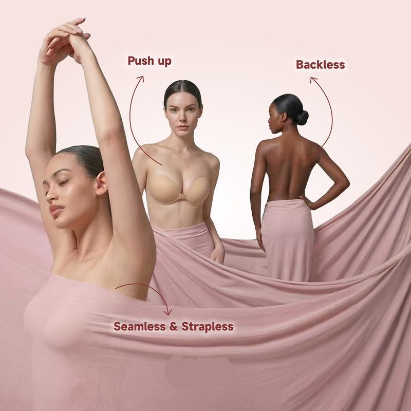 Invisible Push-Up Sticky Bra – Waterproof & Reusable