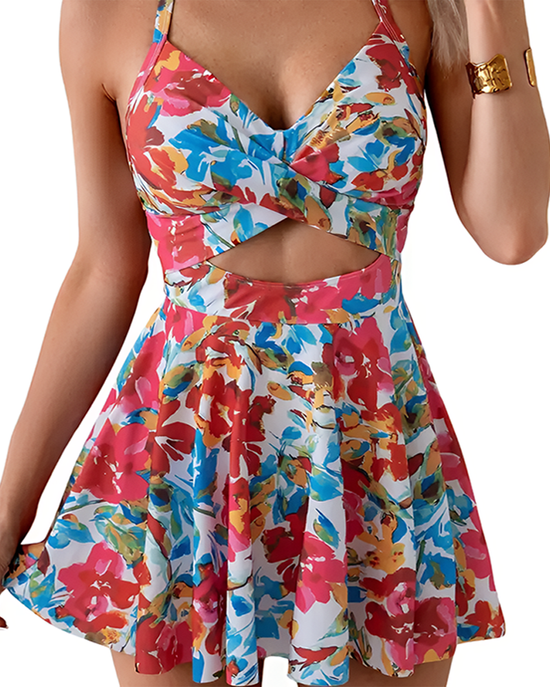 High Waist Cutout One Piece  Tummy Control Swimdress