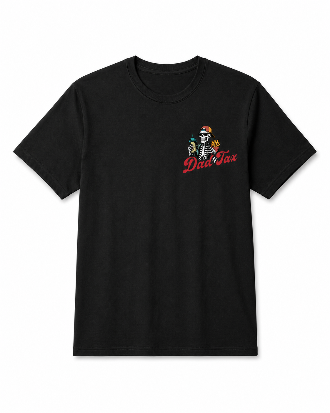 Dad Tax Graphic Crew Neck T-Shirt – Funny Skeleton Print Casual Tee for Dads