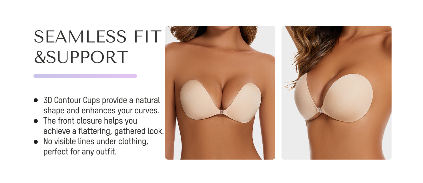 Front Closure Adhesive Invisible Push-Up Bra