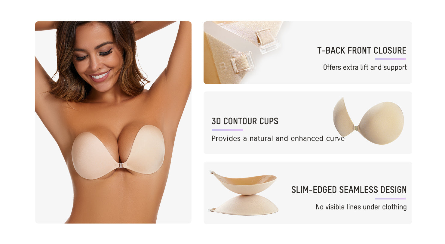 Front Closure Adhesive Invisible Push-Up Bra
