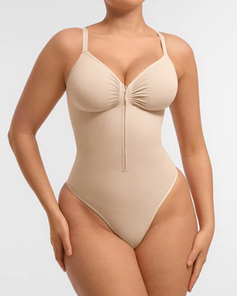 Seamless Covered Bust Jumpsuit Thong Bodysuit