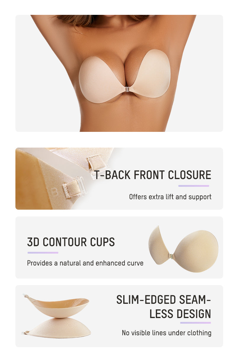 Front Closure Adhesive Invisible Push-Up Bra