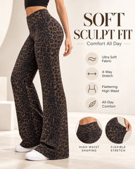 High-Waist Solid & Leopard Flare Pants